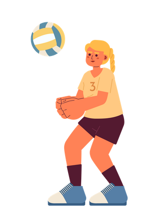 Jogadora de voleibol feminina caucasiana  Ilustração