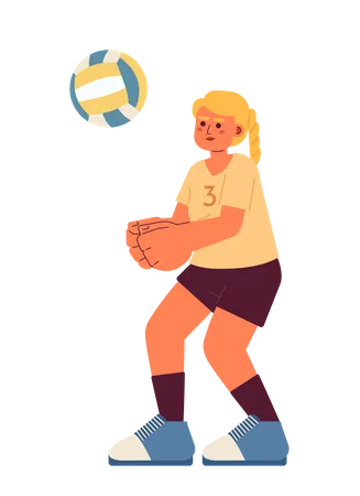 Jogadora de voleibol feminina caucasiana  Ilustração