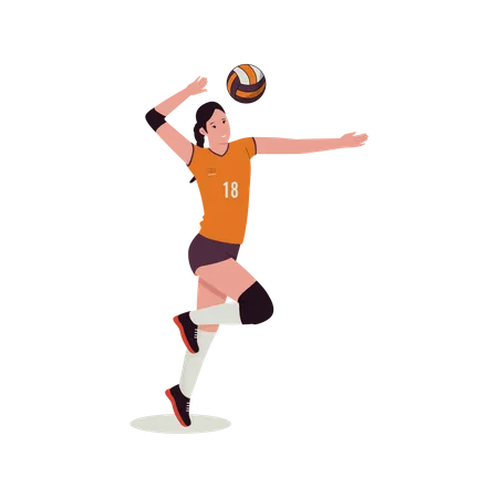 Jogadora de voleibol feminino jogando  Ilustração