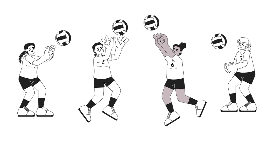Jogadoras de vôlei feminino  Ilustração