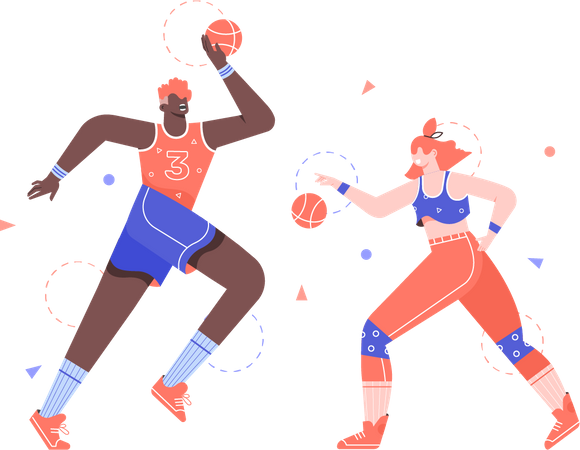 Jogadores de basquete  Ilustração
