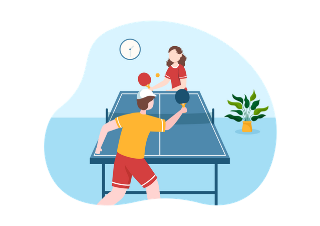 Jogadores jogando tênis de mesa  Ilustração
