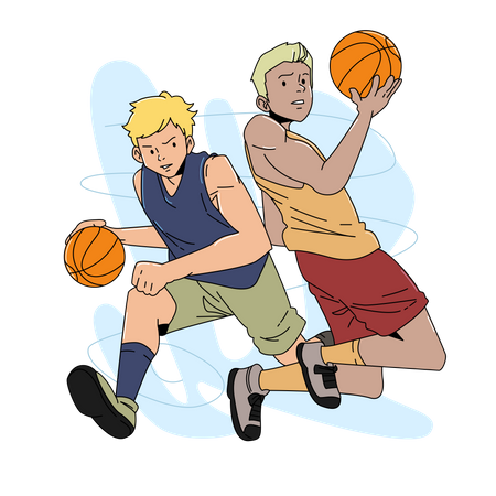 Passando jogadores de basquete  Ilustração