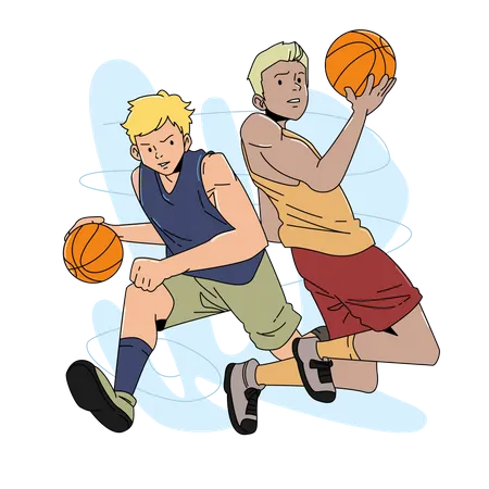 Passando jogadores de basquete  Ilustração