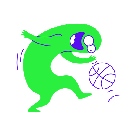 Brincando com basquete  Ilustração