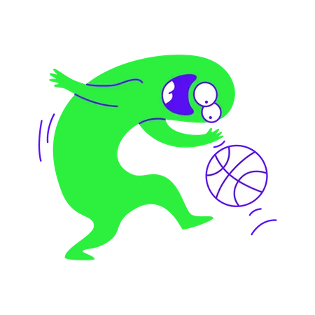 Brincando com basquete  Ilustração