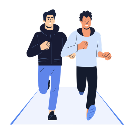 Jogging buddies jogging together  Illustration