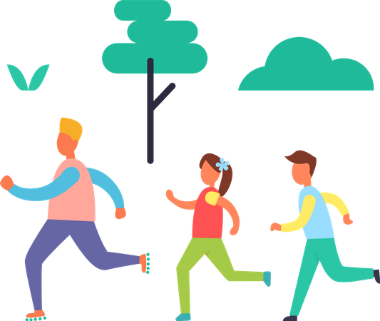 Faire du jogging dans le parc  Illustration