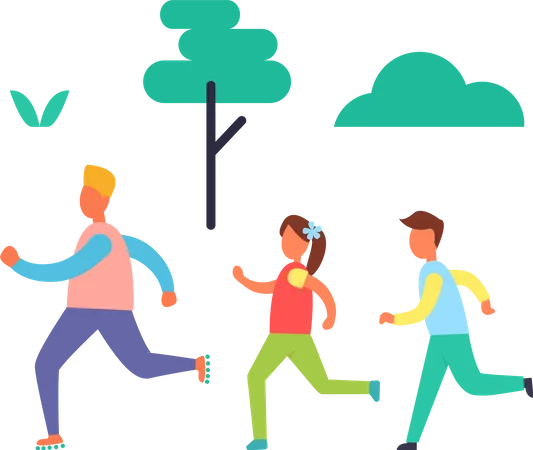 Faire du jogging dans le parc  Illustration