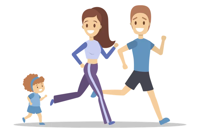 Jogging en famille  Illustration