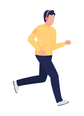 Jogging Man Semi Flat Color Vector Character Editable Figure Full Body Person On White Active Lifestyle In City Simple Cartoon Style Illustration For Web Graphic Design And Animation Illustration