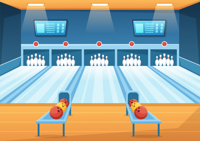 Jogo de boliche  Ilustração