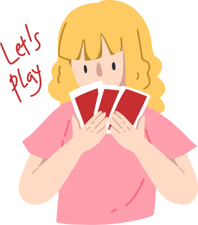 Menina jogando jogo de cartas  Ilustração