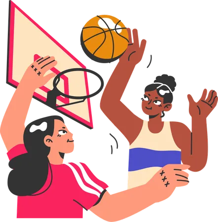 Jogo Meninas jogando basquete  Ilustração