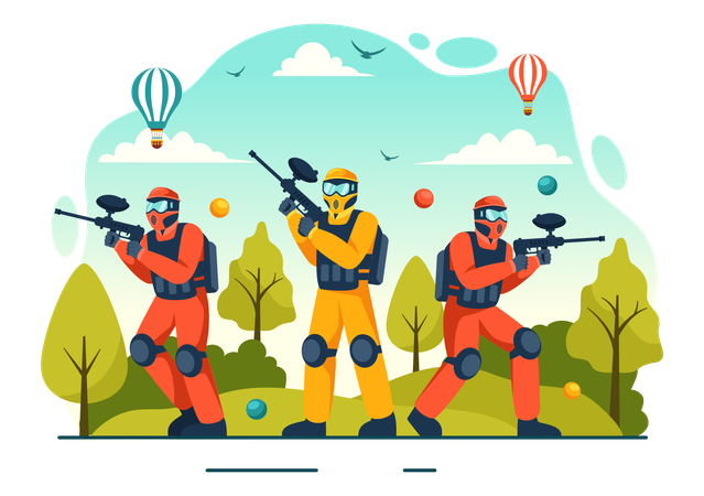 Jogo de Paintball  Ilustração