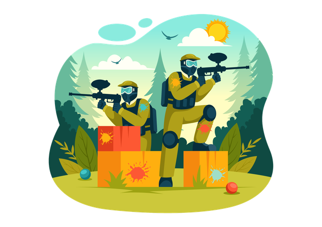 Jogo de paintball  Ilustração