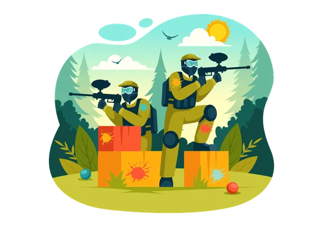 Jogo de paintball  Ilustração