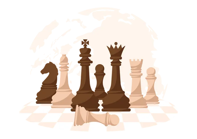 Jogo de tabuleiro de xadrez  Ilustração