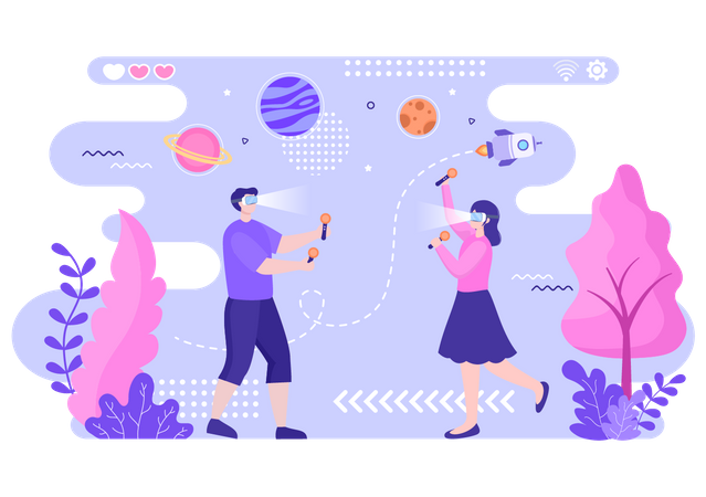 Jogo espacial virtual  Ilustração