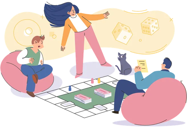 Jogar juntos Os jogos de tabuleiro oferecem a oportunidade de se desconectar das telas e se conectar com seus entes queridos  Ilustração