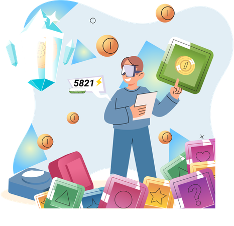 Jogos "jogue para ganhar" criados com base no projeto blockchain  Ilustração