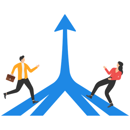 Joining the same business path  Illustration