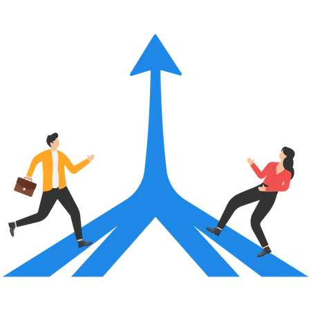 Joining the same business path  Illustration