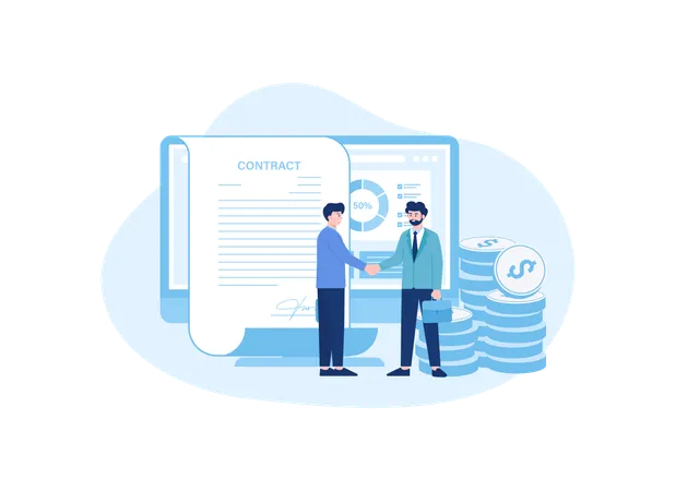Joint Stock Company Contracts Trending Concept Flat Illustration Illustration