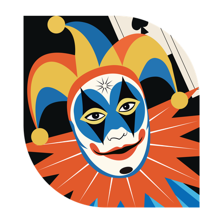 Joker mask, jester, clown, character, poker,  Illustration