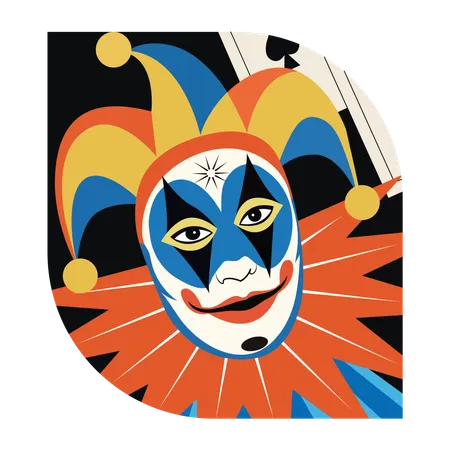 Joker mask, jester, clown, character, poker,  Illustration