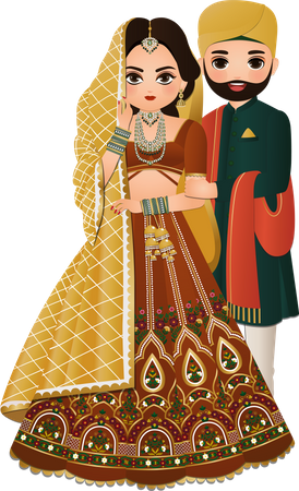 Joli couple hindou en robe indienne traditionnelle  Illustration