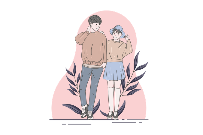 Joli couple pose ensemble  Illustration