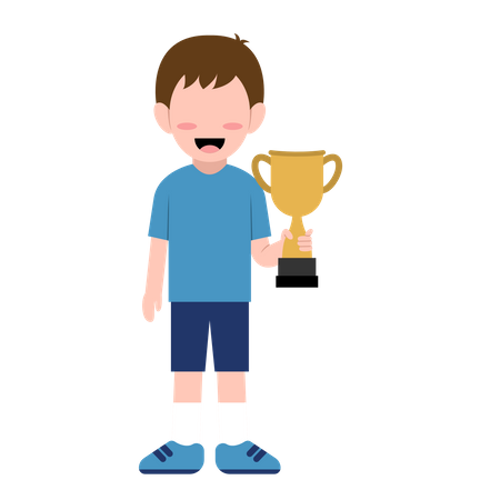 Joli garçon tenant le trophée  Illustration