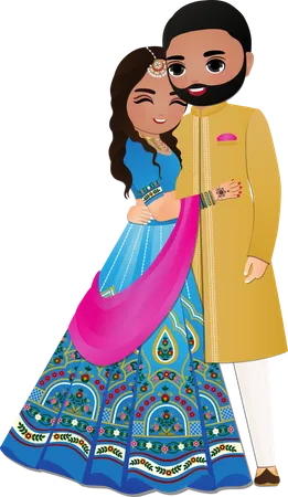 Joli couple indien de jeunes mariés  Illustration