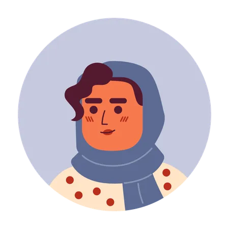 Jolie femme en hijab avec une frange bouclée  Illustration