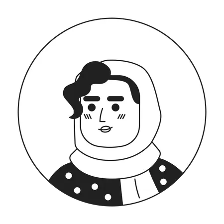 Jolie femme en hijab avec une frange bouclée  Illustration