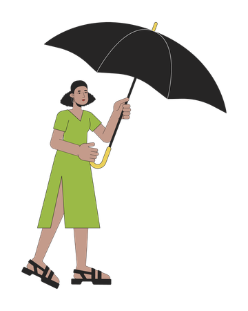 Jolie femme tenant un parapluie ouvert  Illustration