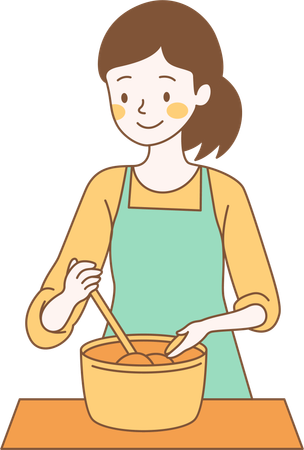 Une jolie fille cuisine  Illustration