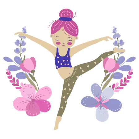 Jolie fille faisant de la gymnastique dans le jardin  Illustration