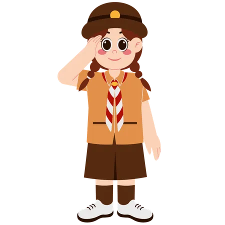 Jolie fille scout saluant  Illustration