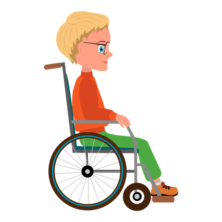 Jolie petite fille souriante sur un fauteuil roulant  Illustration