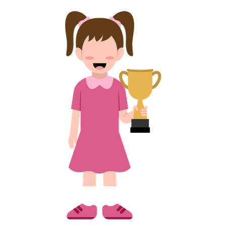 Jolie fille tenant le trophée  Illustration