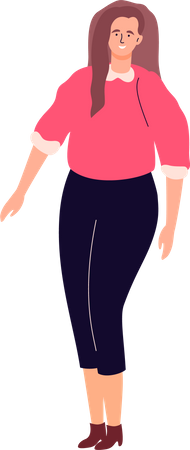 Jolie jeune femme dans un haut rose et un jean noir  Illustration