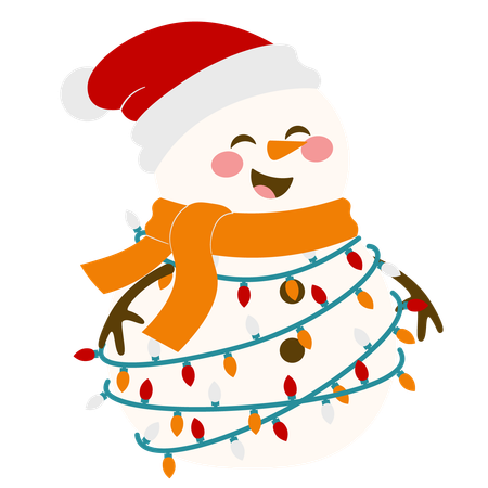 Lampe mignonne de bonhomme de neige de Noël  Illustration