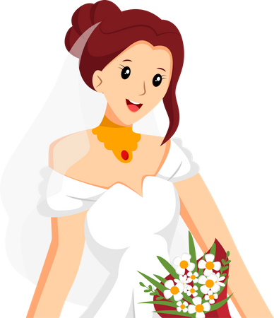 Jolie mariée en robe blanche  Illustration