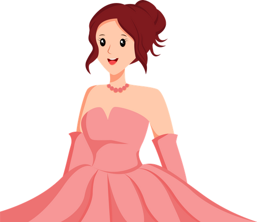 Jolie mariée en robe rose  Illustration