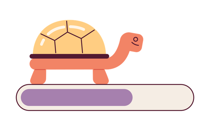 Jolie petite tortue dorée sur la barre de chargement  Illustration