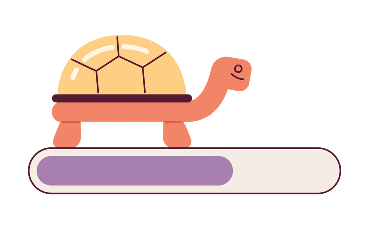 Jolie petite tortue dorée sur la barre de chargement  Illustration