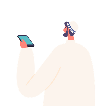 Jornalista árabe masculino segurando ditafone  Ilustração
