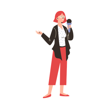 Jornalista com microfone  Ilustração